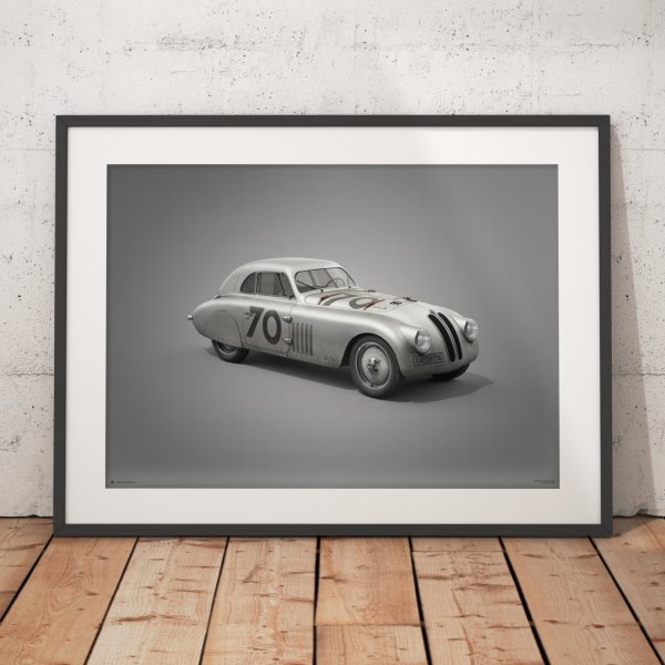 BMW 328 – Silver – Mille Miglia – 1940 – Colors of Speed Poster