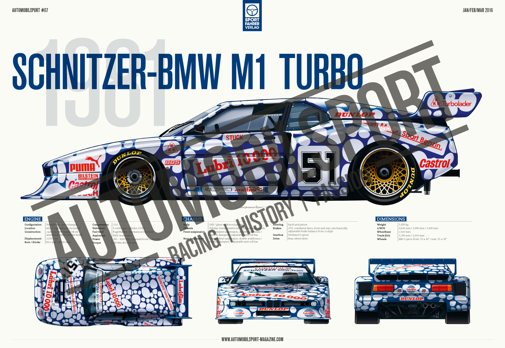 Poster AUTOMOBILSPORT #07 (2-seitig) – Schnitzer BMW M1 Turbo