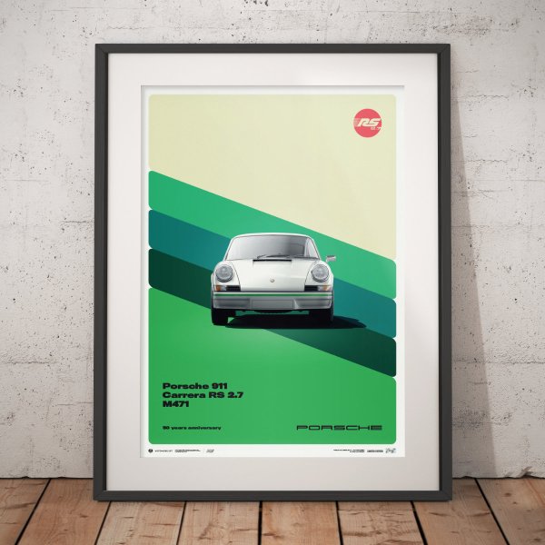 Porsche 911 Carrera RS 2.7 – 50th Anniversary – 1973 – White – Poster | Limited Edition