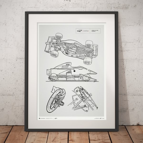 Giorgio Piola Technical Drawing – Ferrari F1-90 – 1990 – Poster