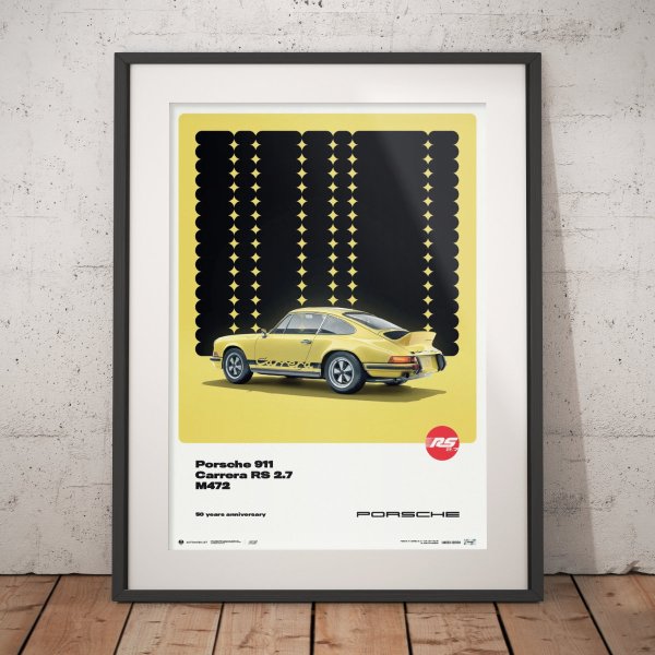 Porsche 911 Carrera RS 2.7 – 50th Anniversary – 1973 – Yellow – Poster | Limited Edition