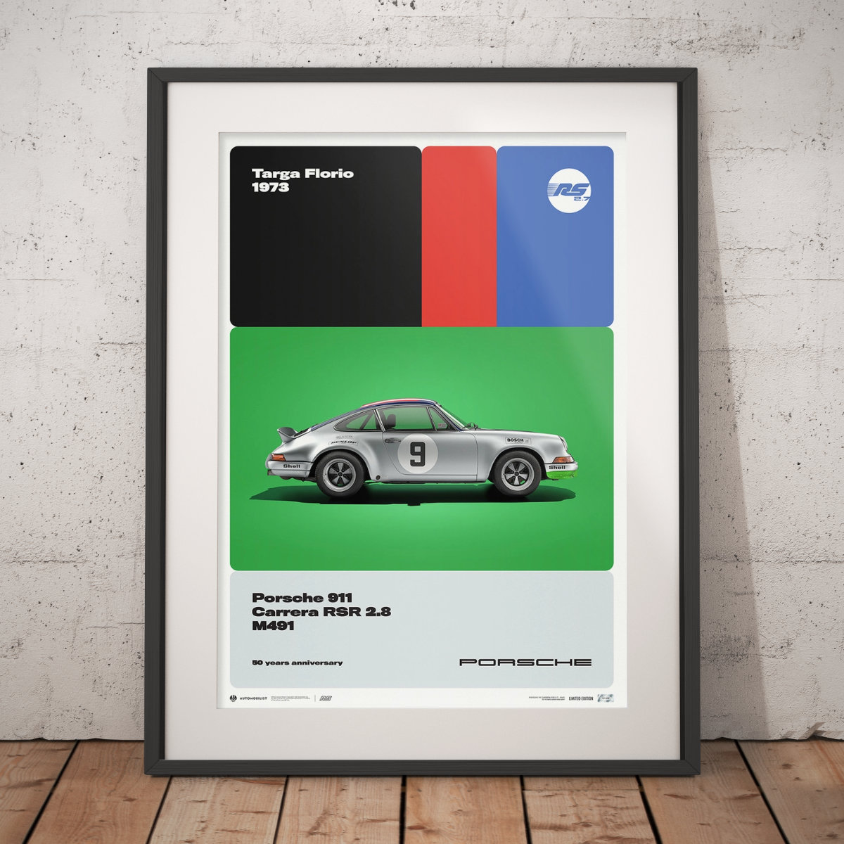 Porsche 911R White Tour de France 1969 Colors of Speed Poster