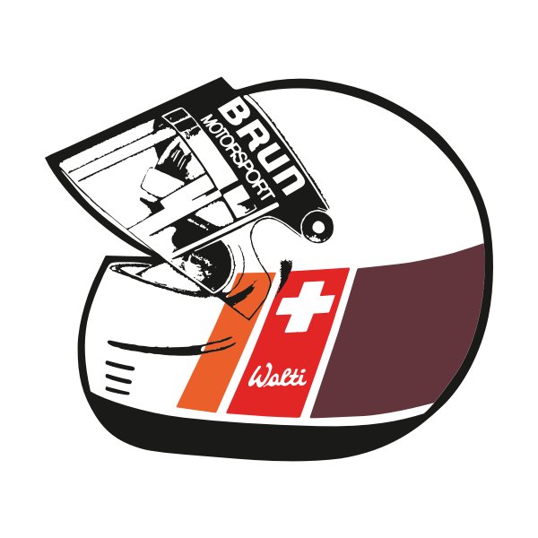 Aufkleber Brun Motorsport – Helm Walti – Walter Brun