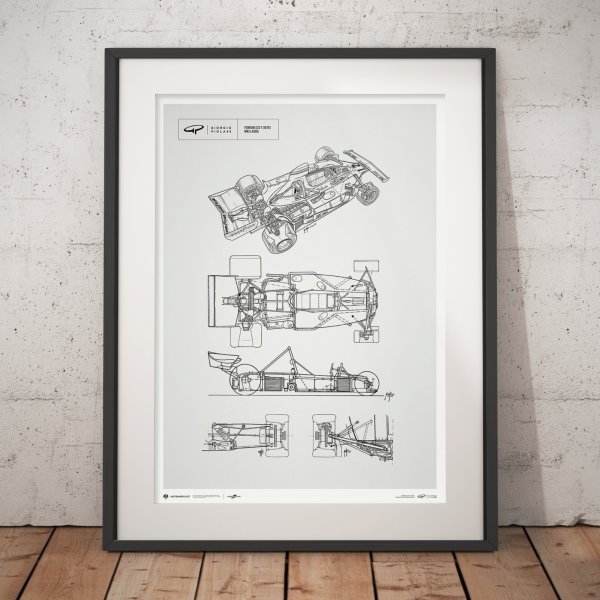 Giorgio Piola Technical Drawing – Ferrari 312 T – Niki Lauda – 1975 – Poster