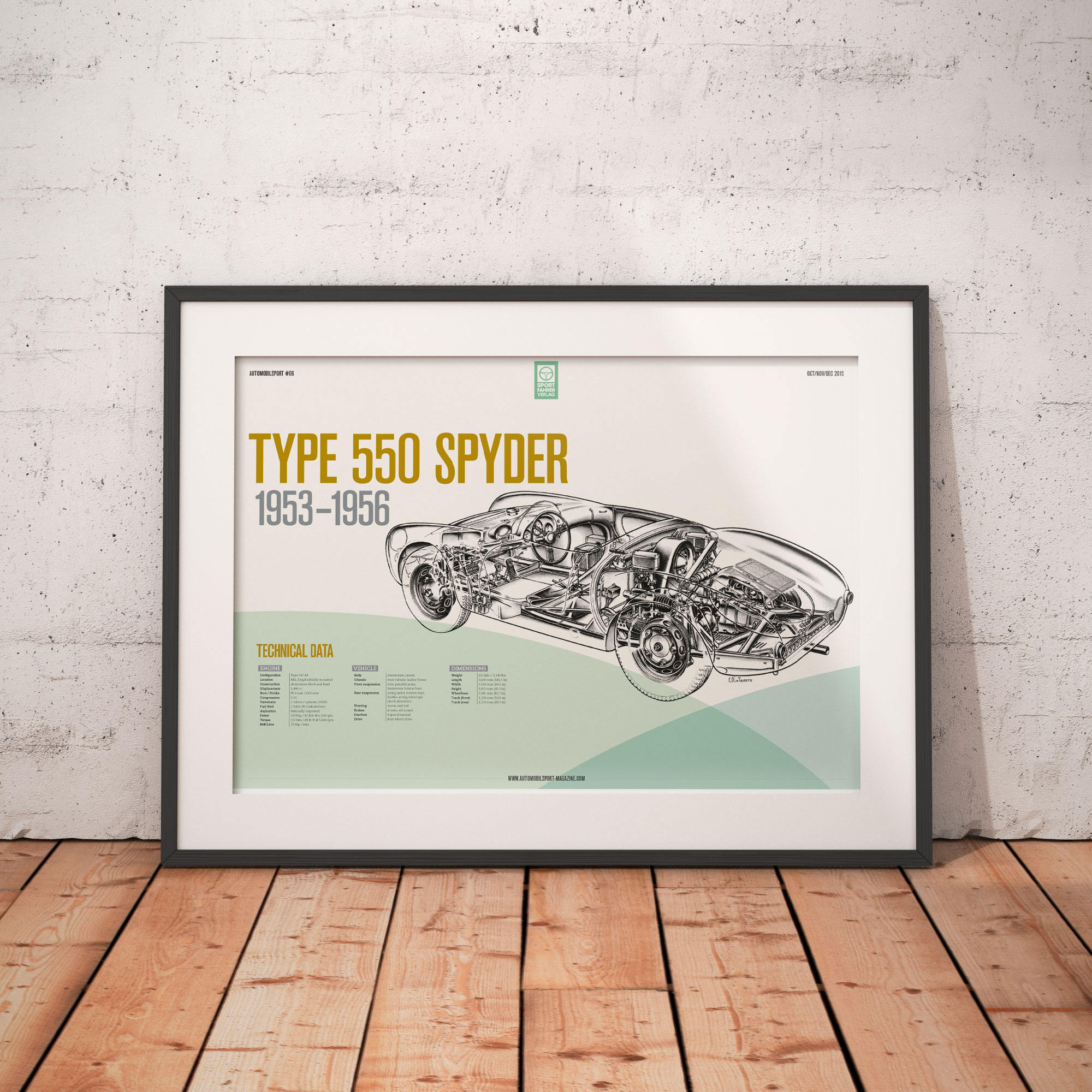 Poster AUTOMOBILSPORT #06 Porsches legendärer Typ 550 Spyder Sebring Le Mans 